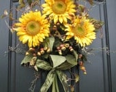Sunflower Bouquet, Front Door Decor, Summer Wreath, Wild Sunflowers, Summer/Fall Bouquet, Sunflower Arrangement, Yellow Sunflowers