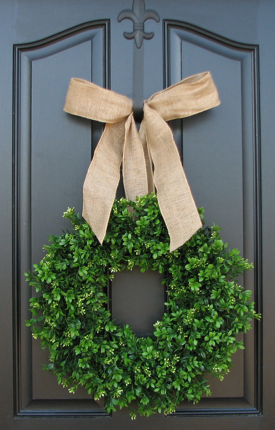 Large Boxwood Wreaths - Spring Wreaths - Burlap - Boxwood Wreath - Door Wreaths