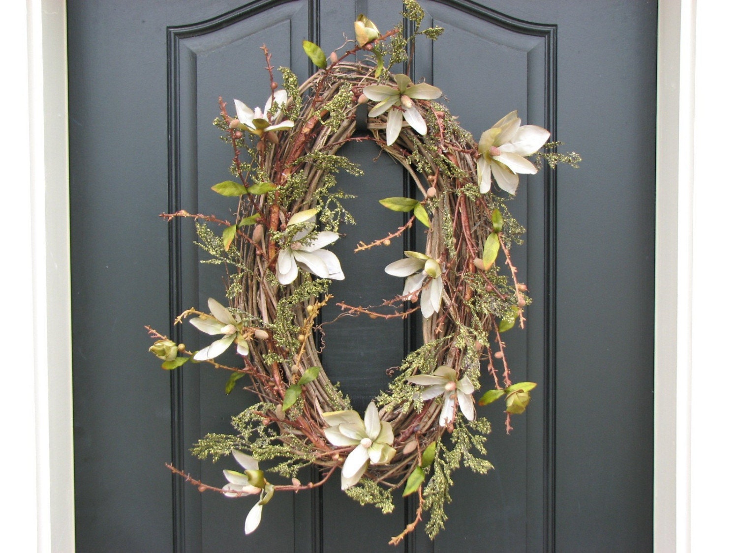 Spring Floral Wreaths, Sage Green Casa Wreath, Magnolia Wreath, Branches, Handmade Wreaths, Etsy Wreaths, Twoinspireyou, Summer Wreaths