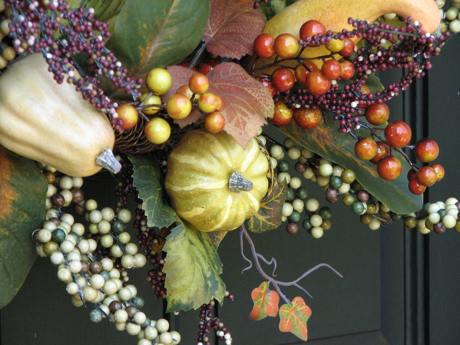 Reserved Listing for 206timbertall - Fall Wreath - Autumn's Assurance of Pumpkins, Gourds and Fall Berries