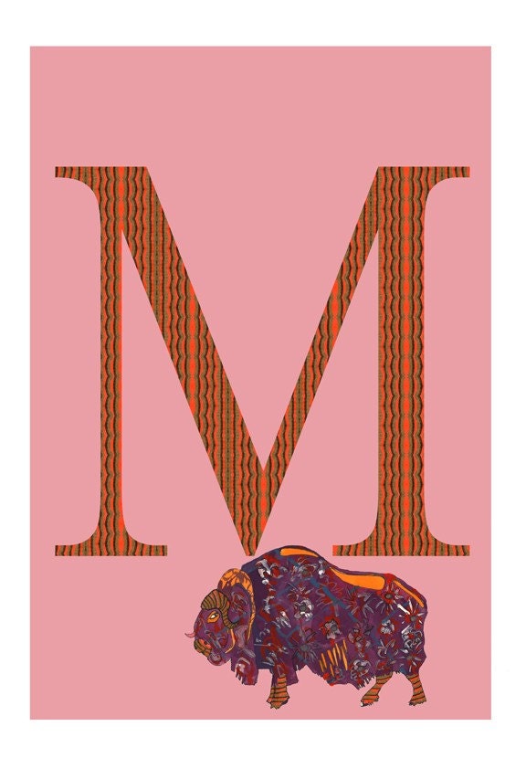 M Musk Ox Alphabet Print