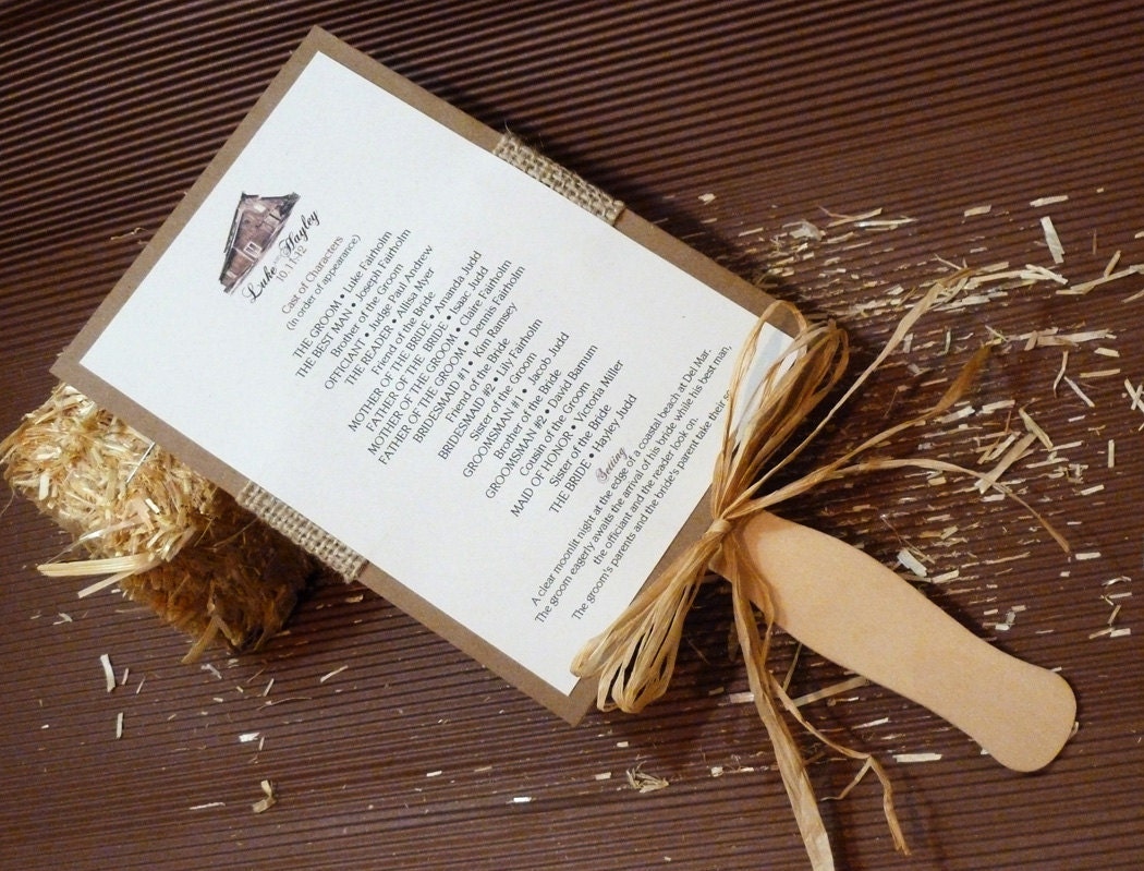 Rustic Barn Burlap Fan Wedding Program DEPOSIT