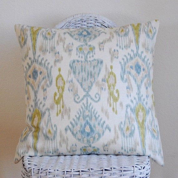 Ikat Print Pillow Cover 18x18 inch Linen Blend by Robert Allen