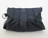 pleated leather clutch - custom leather bag - bridesmaid gift