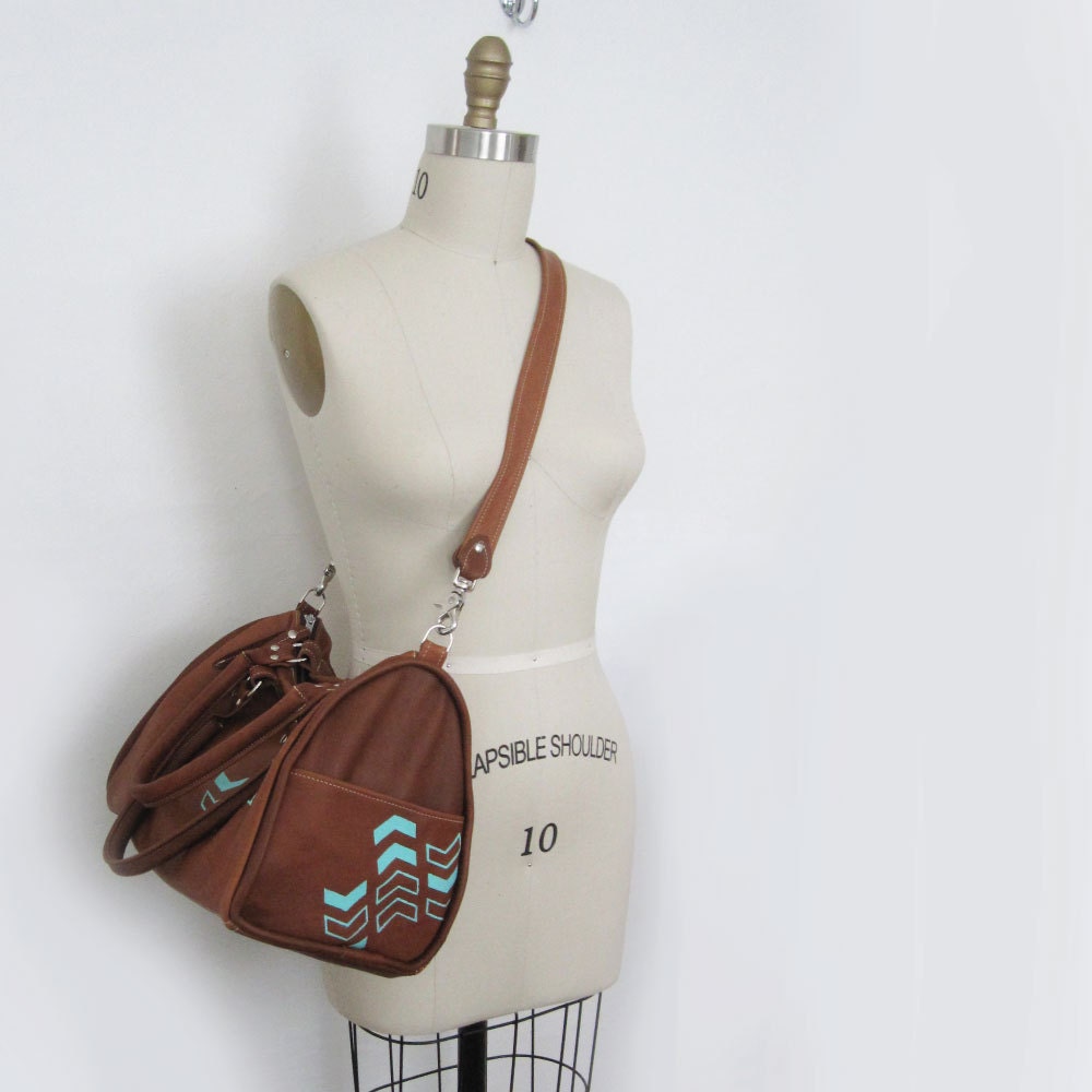 satchel - leather satchel bag - chevron leather bag - toffee brown leather bag - geometric bag