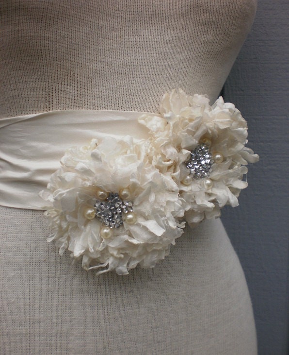 bridal, wedding off white handmade sash
