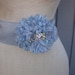 wedding Bridal Sash With a Unique Design Flowers blue color
