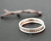 Three Sterling Silver and 14k gold filled Thin Stackable Tree ring Set