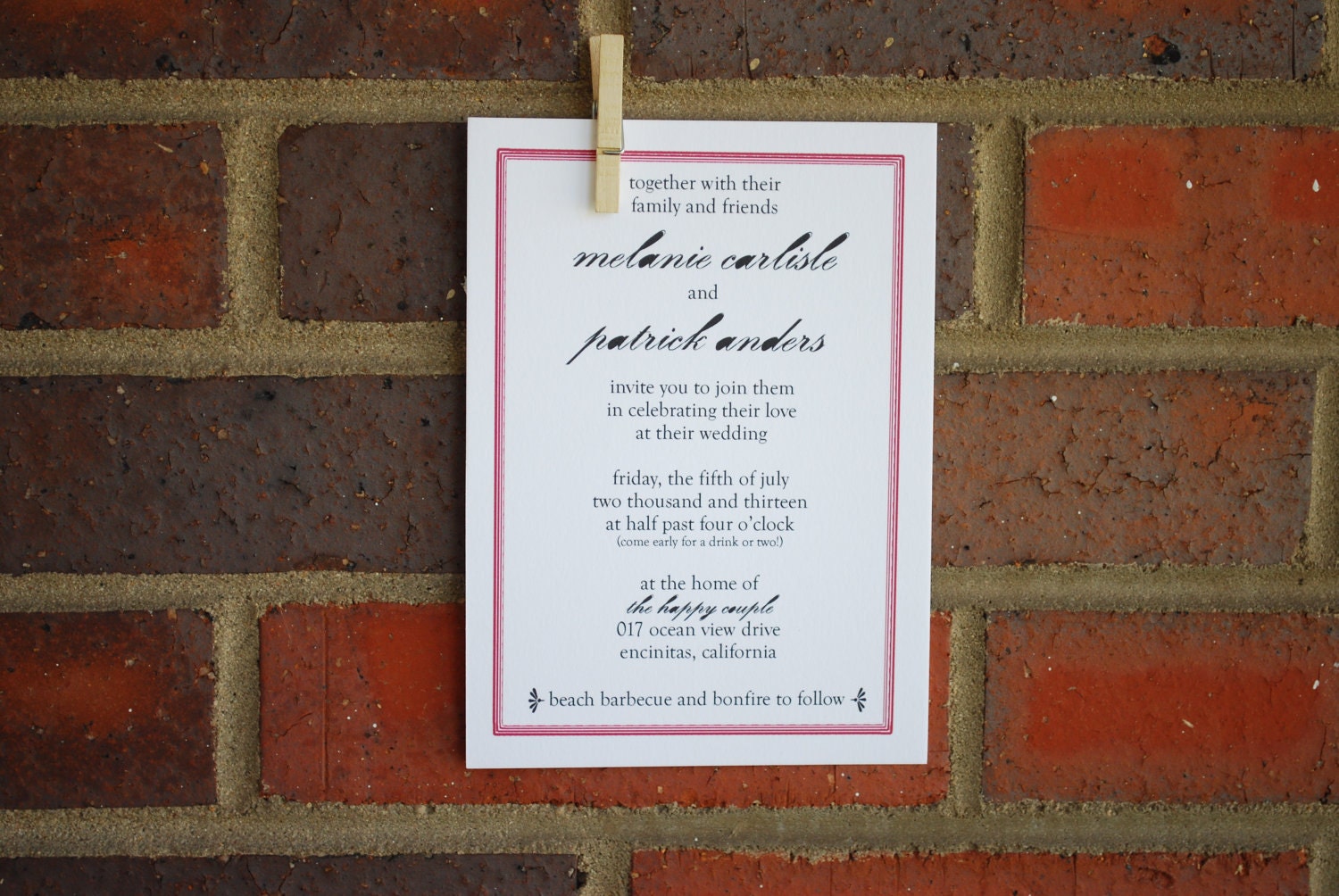 Red, White and Black Celebration Invitation: Set of 25