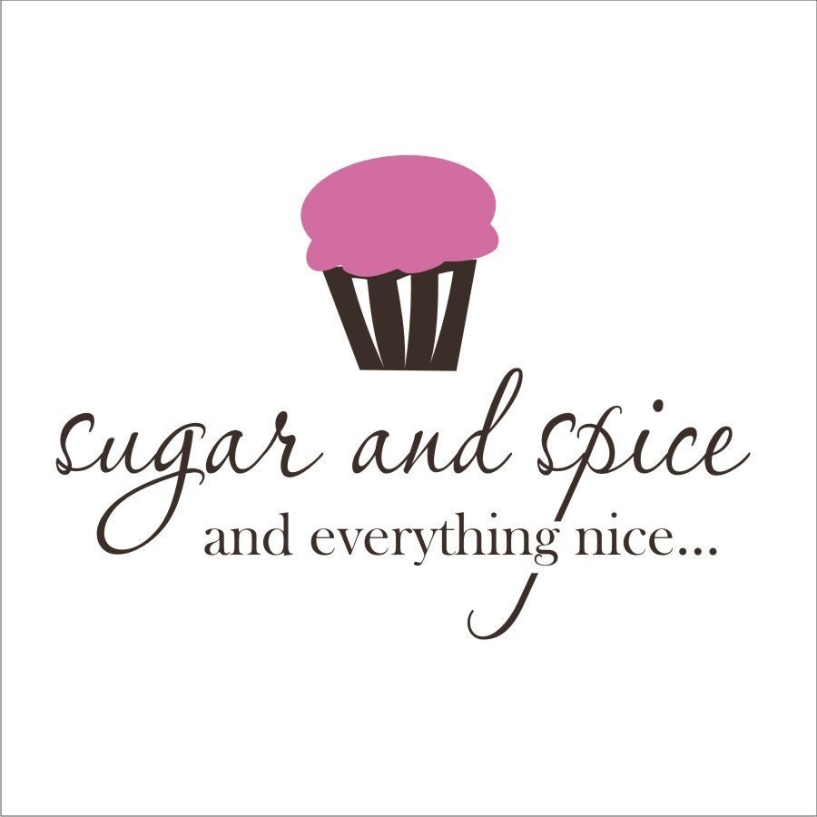 SWEET GIRL Vinyl Decal - Cupcake - Sugar and Spice - 15x22 inches total size