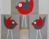 Oh so tweet..... Set of THREE Nordic birdies canvases Free shipping Australia