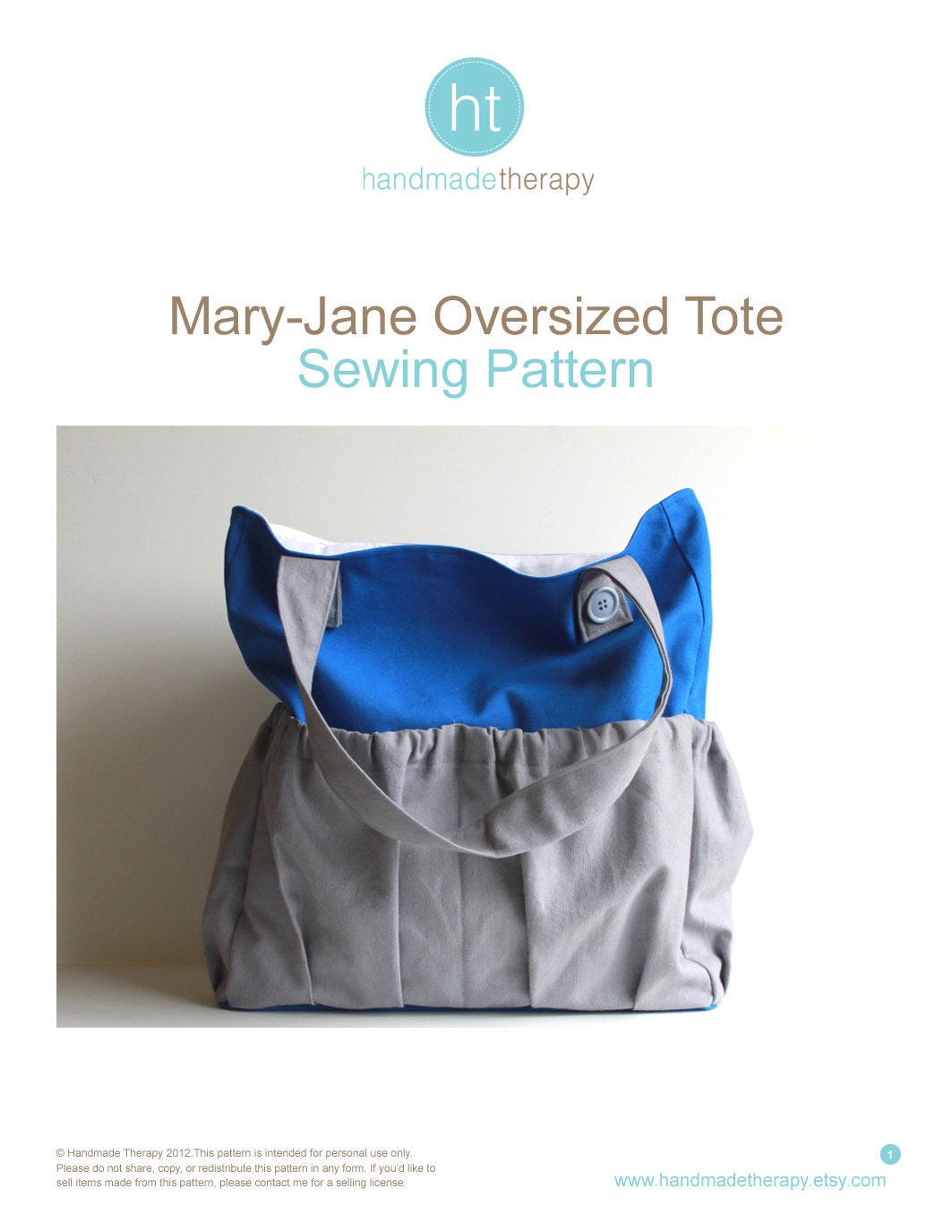 PDF Sewing Pattern - Mary-Jane Oversized Tote Bag. Purse Pattern.
