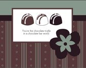 Blue and Brown A2 Chocolate Truffle Friendship or Love Card