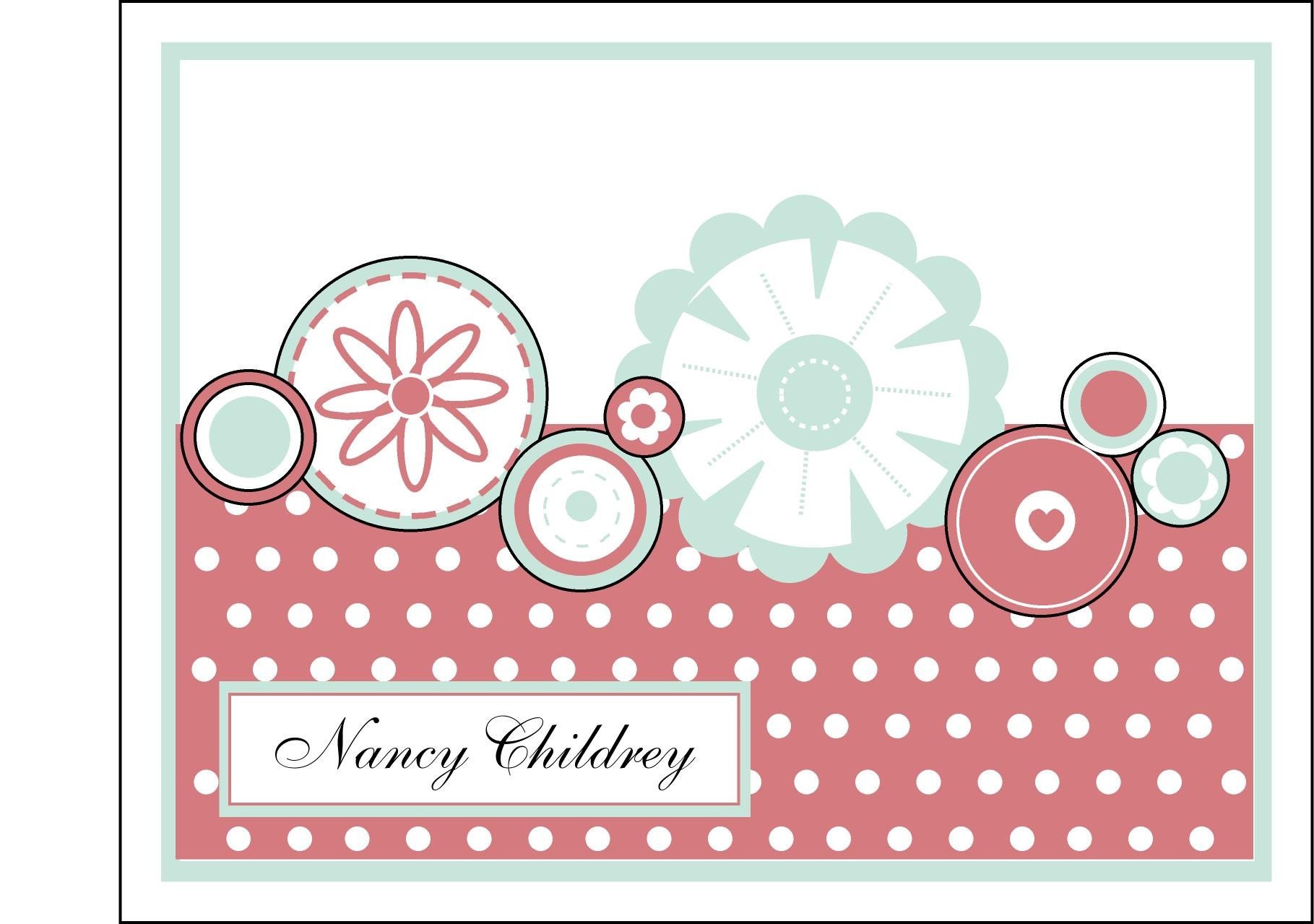 12 Personalized Pink and Blue Note Cards
