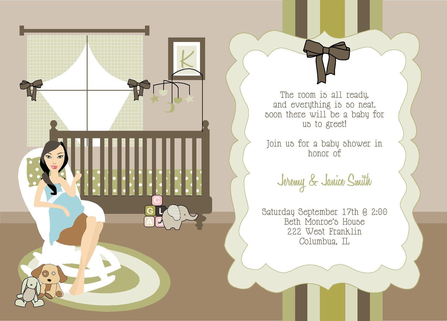 Exclusive FACES COLLECTION Modern Stylish and Chic Rocking Mama Nursery Baby Shower Invitation