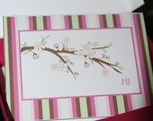 Personalized NoteCard Set - Pink Cherry Blossoms