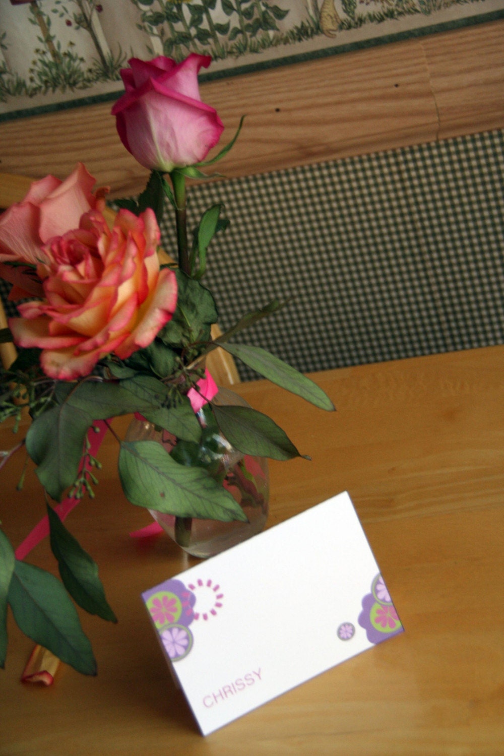 12 A1 Fun and Whimsical Purple Flower Blank Personalized Notecards