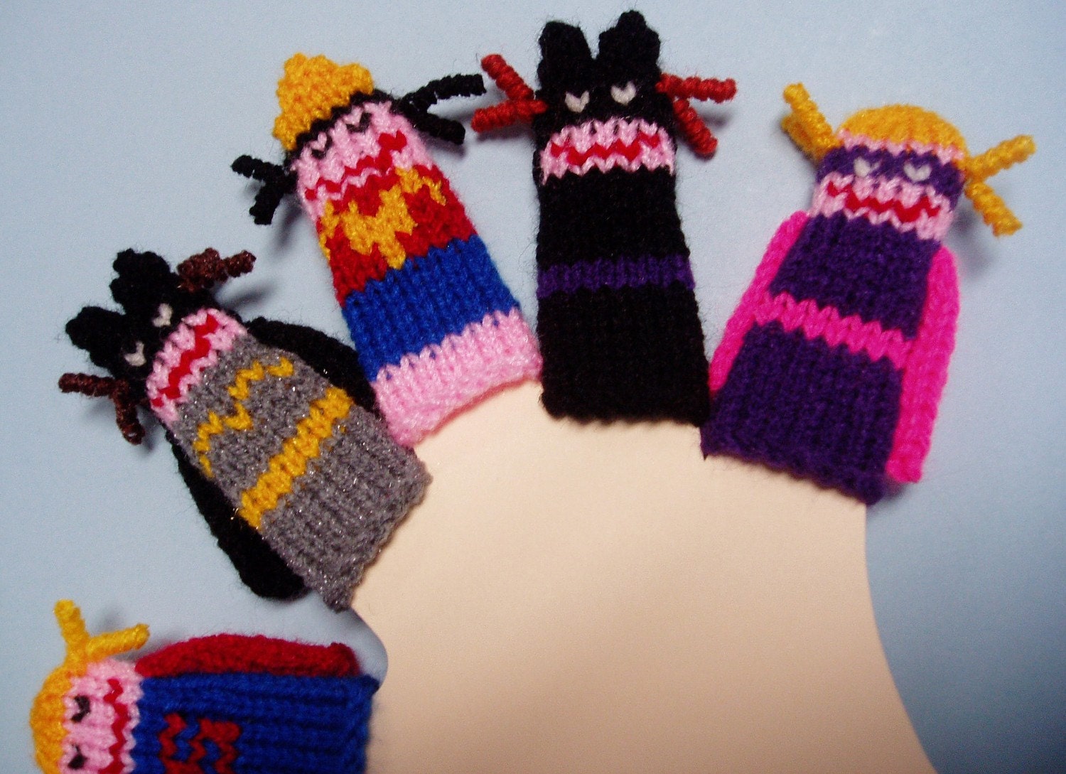 Girl Super Heroes Finger Puppet Set (5 puppets)  We can create custom orders of individual puppets or puppet sets.