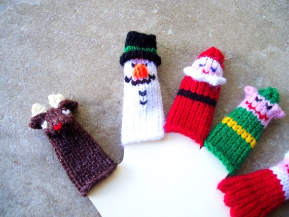 Christmas Finger Puppet Set (Santa, Mrs. Santa, Rudloph, Snowman, and Elf.) We can create custom orders of individual puppets or puppet sets.