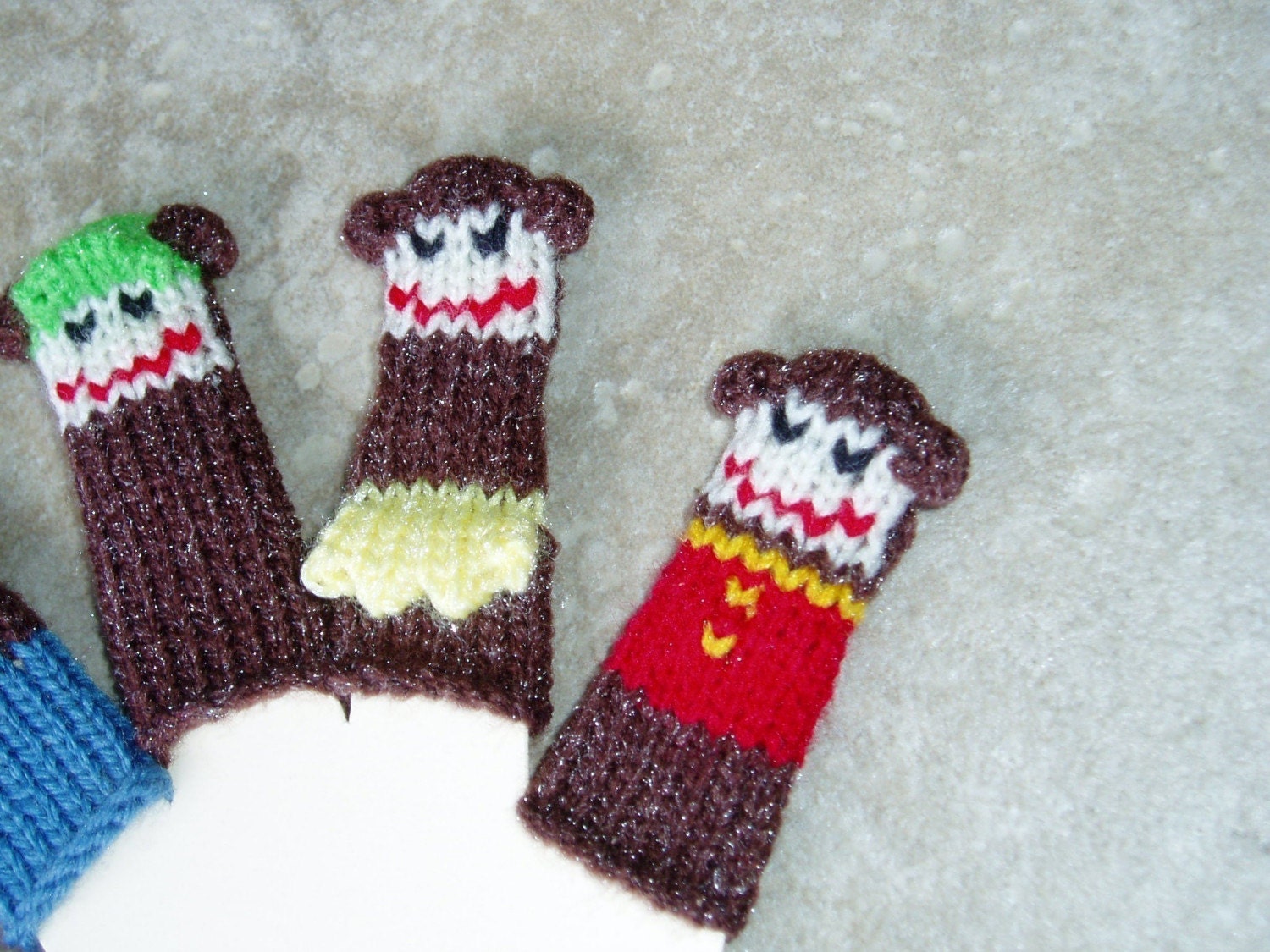 ON SALE.  Five Little Monkeys Finger Puppet Set  (Includes five differently dressed monkeys.)  We can create custom listings of individual puppets or puppet sets.