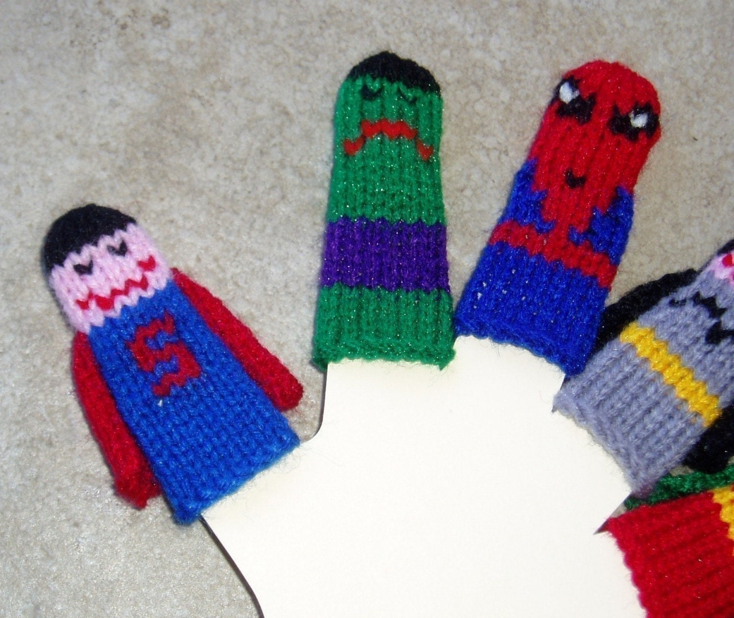 Super Heroes Finger Puppet Set (5 puppets)  We can create custom orders of individual puppets or puppet sets.