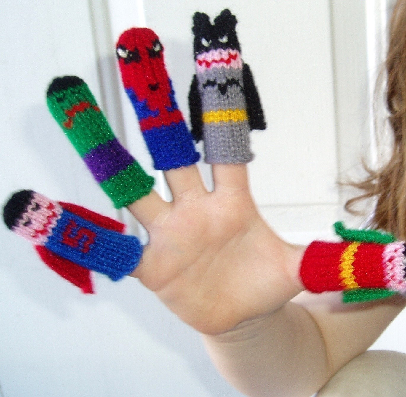 Super Heroes Finger Puppet Set (5 puppets)  We can create custom orders of individual puppets or puppet sets.