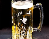 Groomsmen Beer Stein, Etched Glass, Flying Duck Migration
