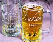 7 Personalized Beer Mugs, Engraved Glass Groomsmen Gifts