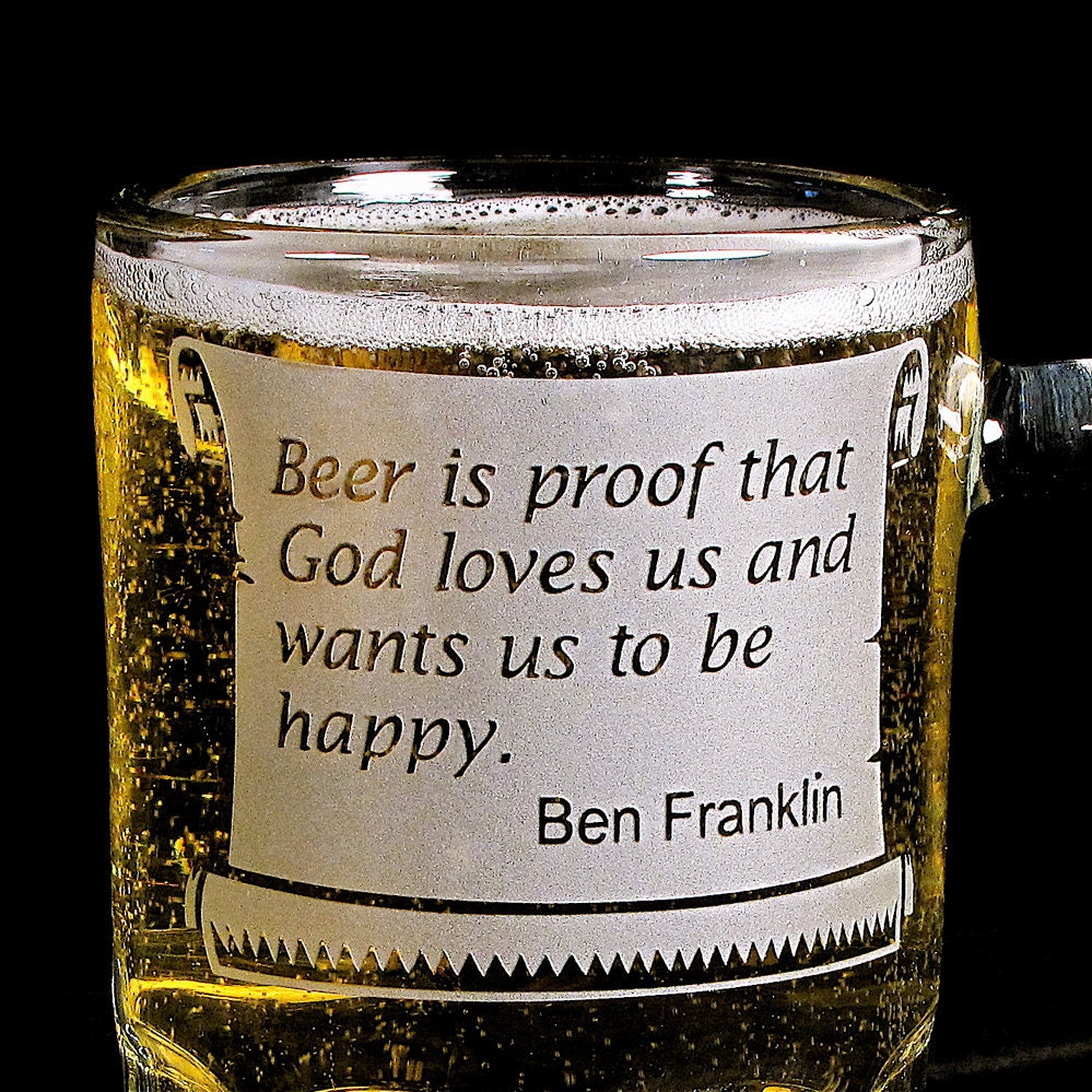 5 Groomsmen Beer Mugs, Ben Franklin Beer Quote