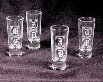 4 Personalized Shot Glasses, Groomsman Shot Glasses