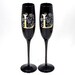 Custom Wedding Champagne Flutes, Personalized Black and Gold Wedding Flutes