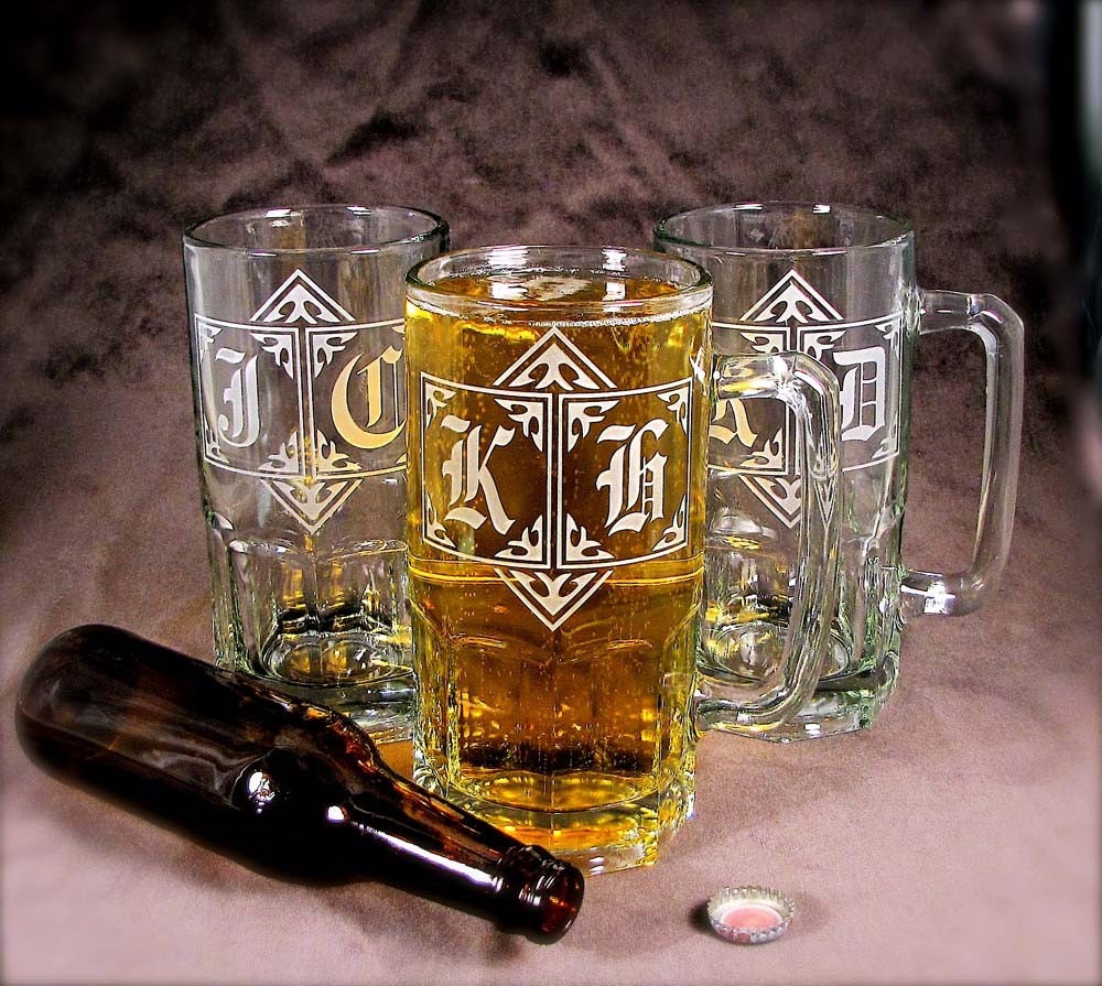 4 Beer Steins, Gigantic 1 Liter Groomsmen Gifts, Personalized Gifts
