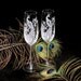 Crystal Champagne Flutes, Wedding Peacock, Personalized Champagne Glasses