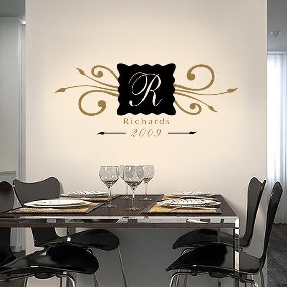 Classic Family Name Monogram, personalized wall art decal