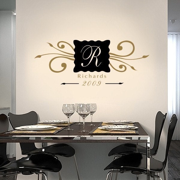 Classic Family Name Monogram, personalized wall art decal