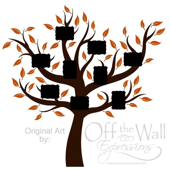 Family Tree with photos and leaves, vinyl decal