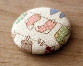 Pink Socks Pin / Handmade Cotton Fabric button by Vegancraftastic