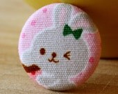 Winking Bunny Magnet - Handmade Rabbit Magnet by Vegancraftastic
