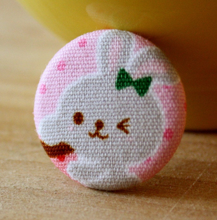 Winking Bunny Magnet - Handmade Rabbit Magnet by Vegancraftastic