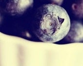 Summer Blueberries - Food Photograph Print 8x10 - Foodie spring harvest navy blue midnight blue white cream tan berry