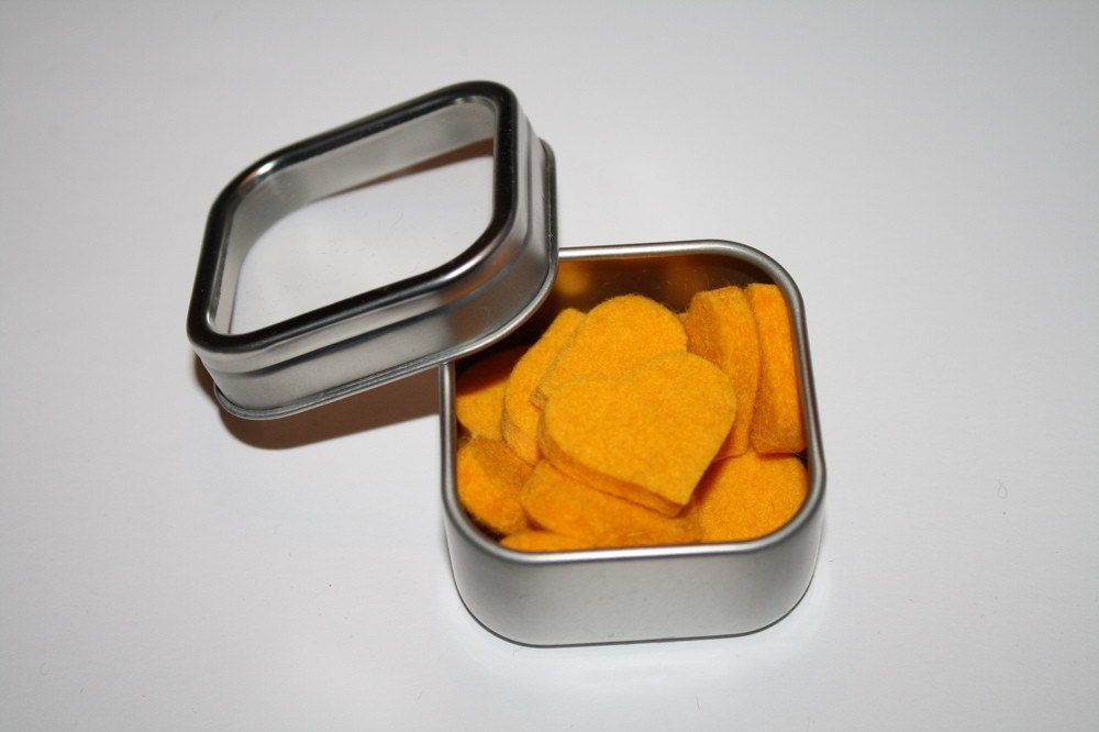 NEW heartfelts in a tiny, terrific, reusable tin- yellow