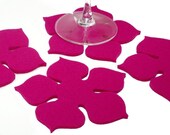 Flower Power Felt Coasters in 5MM Thick Virgin Merino Wool Felt- Magenta