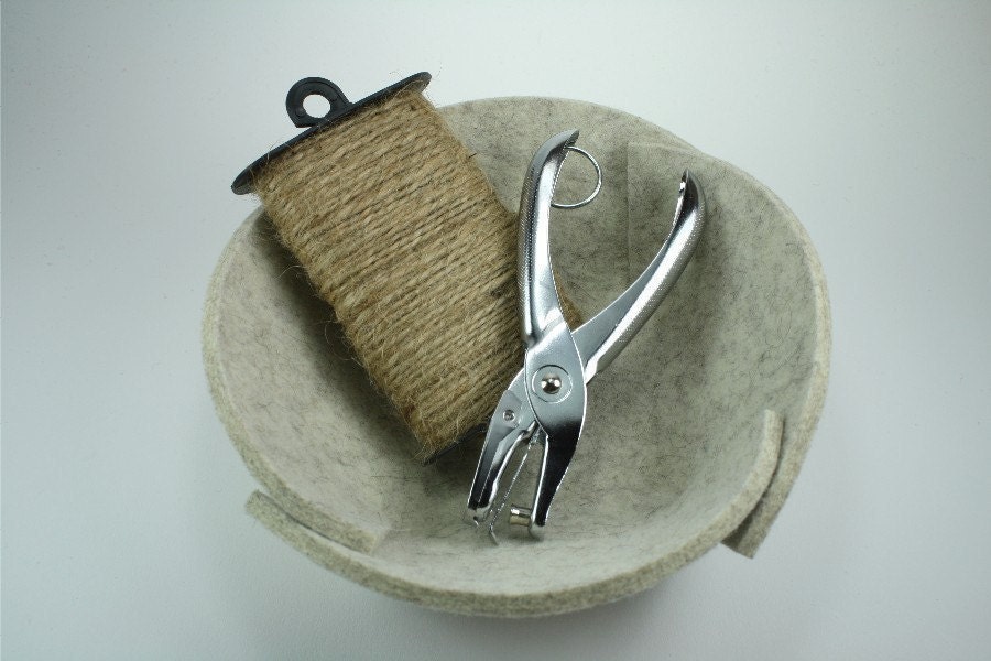Small Felt Bowl in 5MM Thick Merino Wool Felt, Sandstone