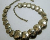 Silver Circles Necklace, 1970s  Metal Discs, Hammered Look, Classic Boho, Darkened Silver Patina of Age
