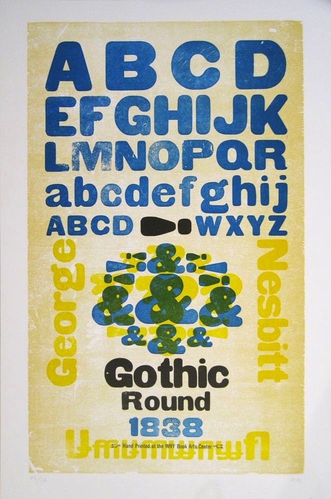 3 Different Gothic Round - Vintage Wood Type -  Specimen Sheets
