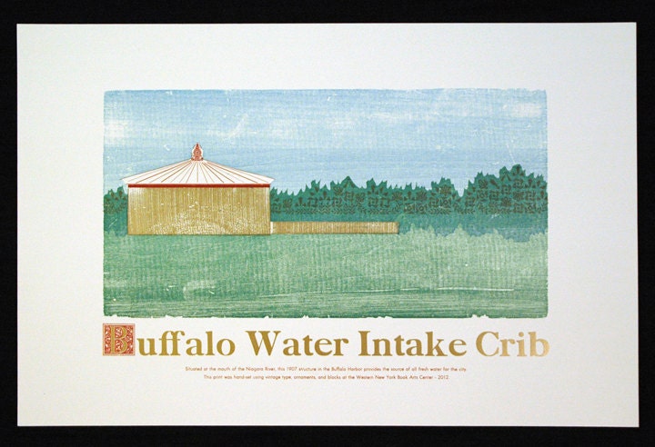 Buffalo Water Intake Crib - Letterpress Print