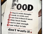 Food - Don't Waste it. Letterpress poster