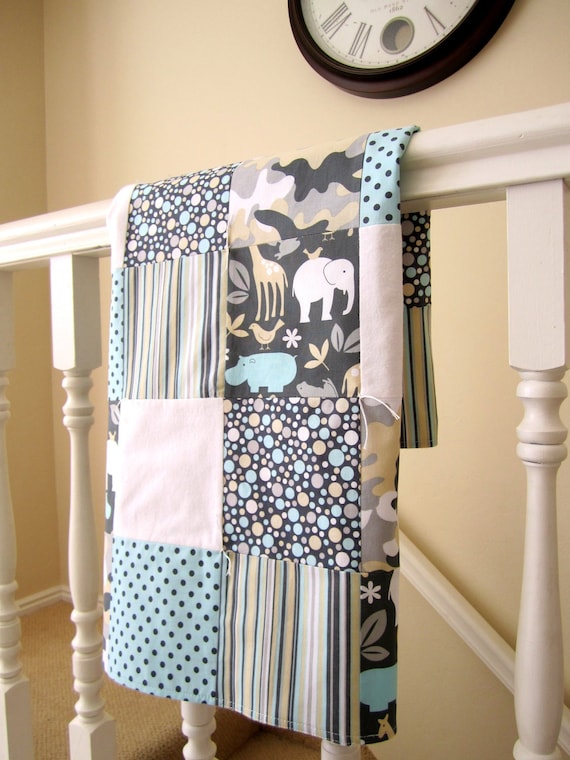 Zoology Patchwork Quilted Baby Blanket
