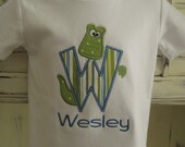 Personalized Appliqued T-shirt with Alligator Initial for Boys
