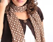 Brown and Pink Polka Dot Scarf